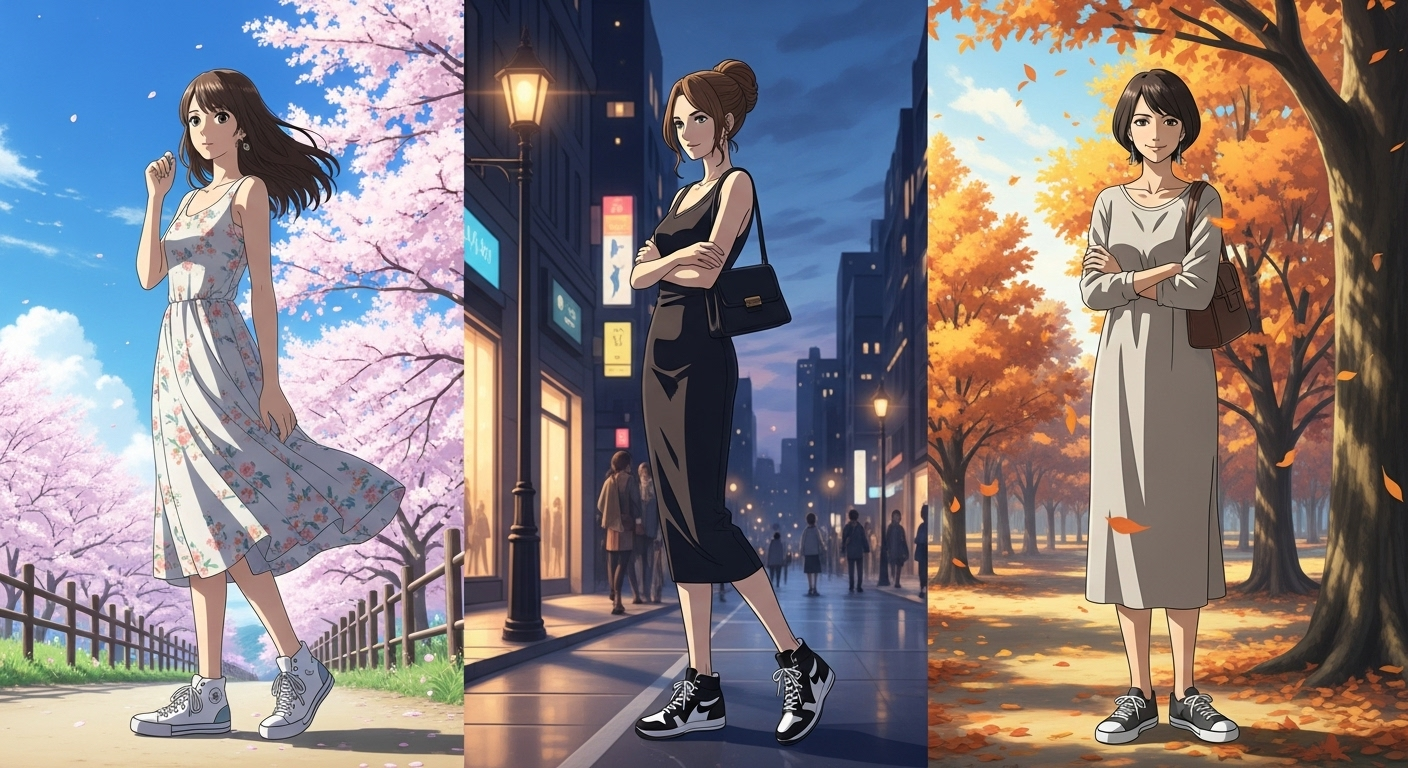 ワンピースにスニーカーはダサい？原因と年代別お洒落コーデ術