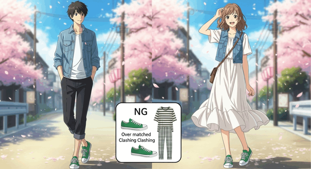 緑スニーカーのコーデは難しくない！男女別の着こなし術とNG例