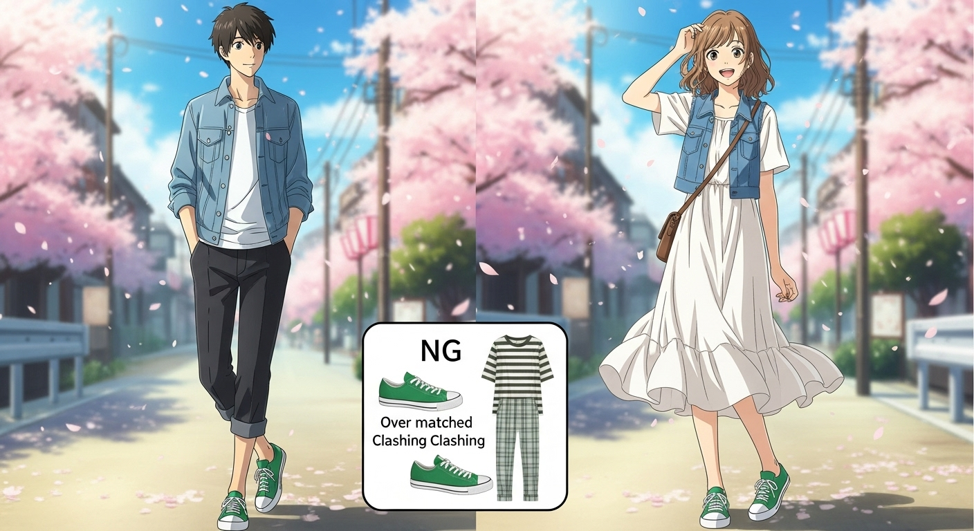 緑スニーカーのコーデは難しくない!男女別の着こなし術とNG例